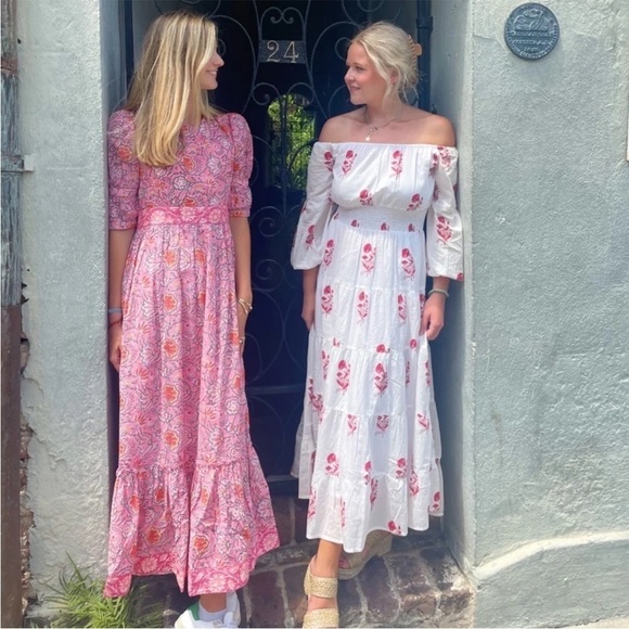 "Rosewater Reverie" Madison Mathews Boho Maxi Dress Backless Cotton Dress Large - Picture 2 of 14